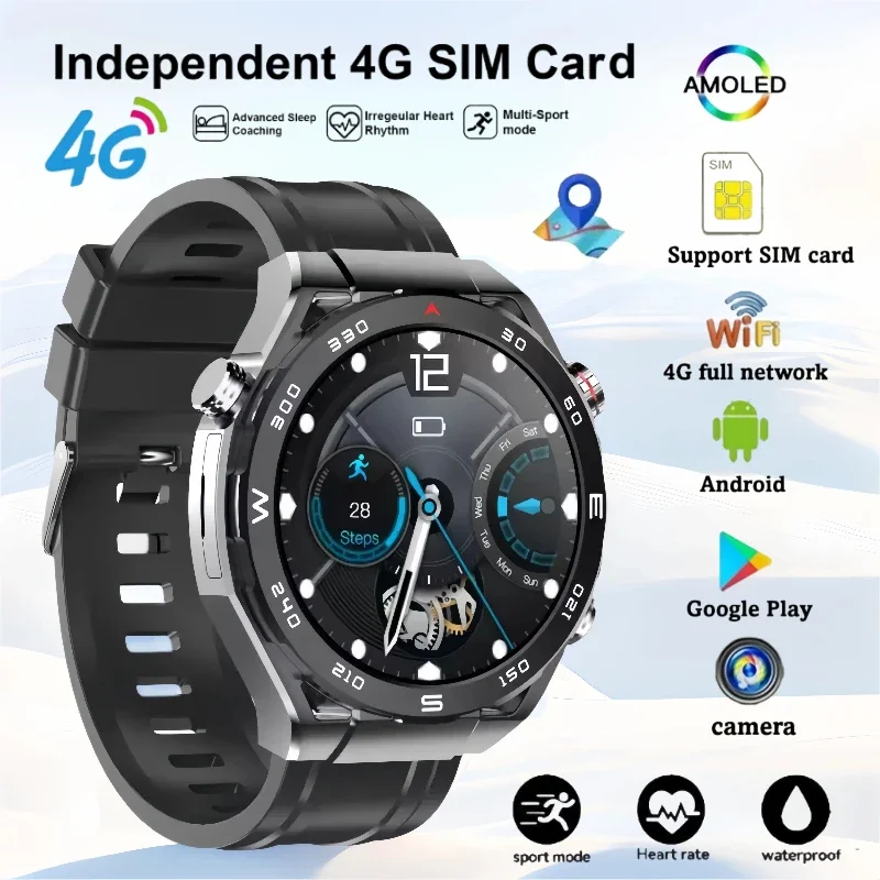 A5 Pro New 4G Android Smartwatch AMOLED Screen 2MP Camera GPS Navigation WiFi Sports Mode Unisex Smart Watch For Men And Women