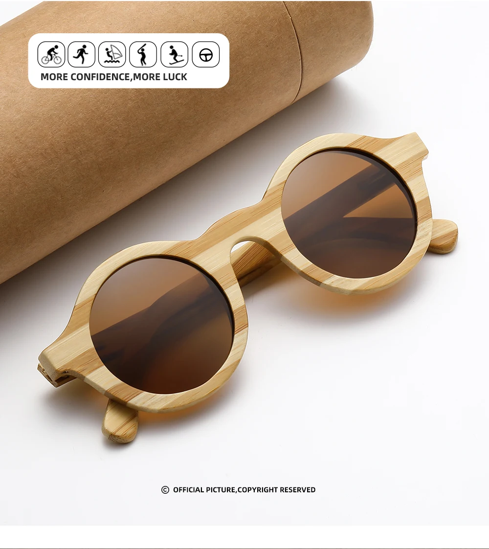GM Natürliche Zebra Bambus Holz Aduit Sonnenbrille Handgemachte Polarisierte Gläser Spiegel Beschichtung Linsen Brillen Mit Geschenk Box 8620C – Detail 3