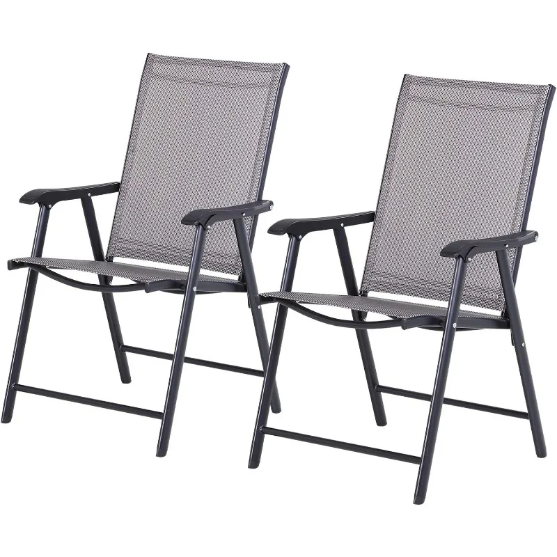 

Outsunny Folding Outdoor Patio Chairs Set of 2 Stackable Portable for Deck, Garden, Camping and Travel