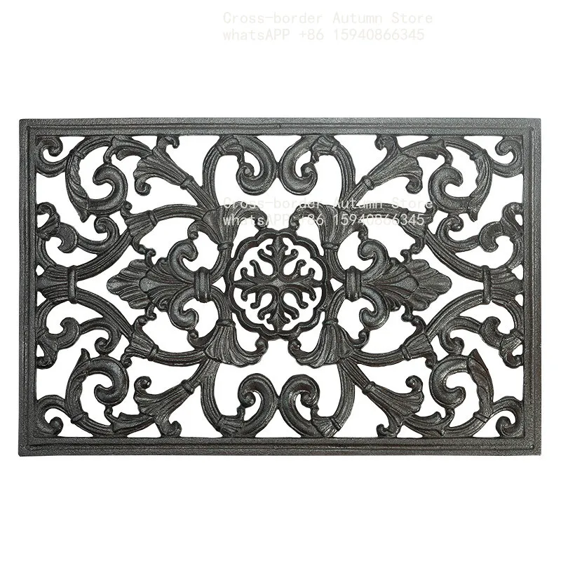 Cast iron rectangular floor mat pastoral courtyard entrance door step dust scraper European rural floor mat