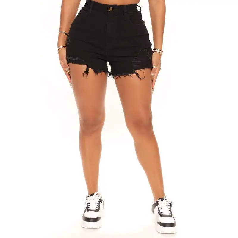 

Fringe Hem Shorts Women's Fashion Spring Season Elastic Waist Denim Shorts Multicolor Tassel Detail Cross-Border