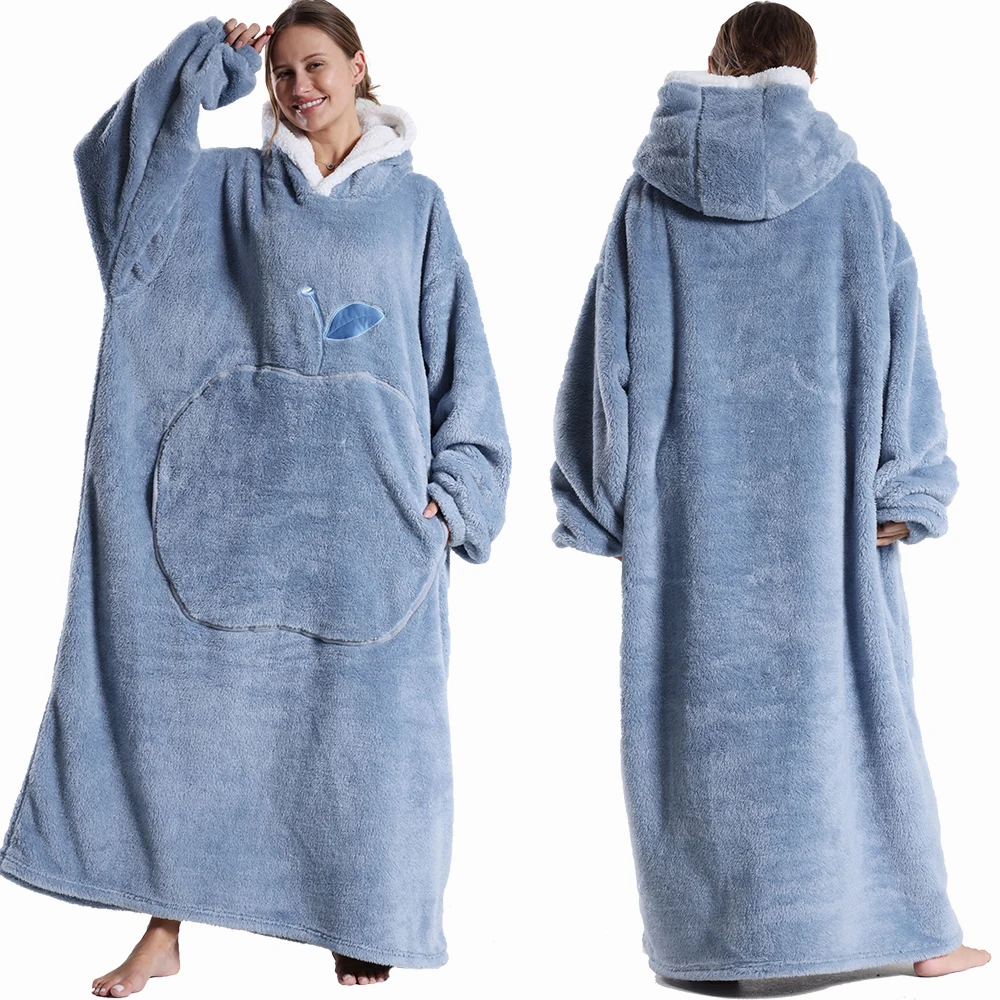 

Winter Super Warm Homewear Cloth Men Women Plush Fleece Wearable Blankets Adult Flannel Oversized Hoodies Adult Giant TV Blanket
