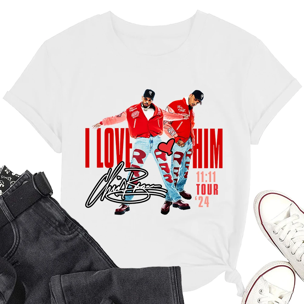 Chris I Love Him 11:11 Tour Men/Women Fans Gift Short Sleeve T-shirt Hip Hop Tee Fashionable Shirt