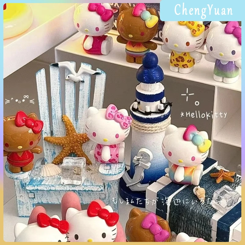 

Sanrio Hello Kitty, летняя радужная конфетная серия, слепая коробка, мини-кукла, милый декор для стола, дисплей, коллекционные игрушки, подарок для детей