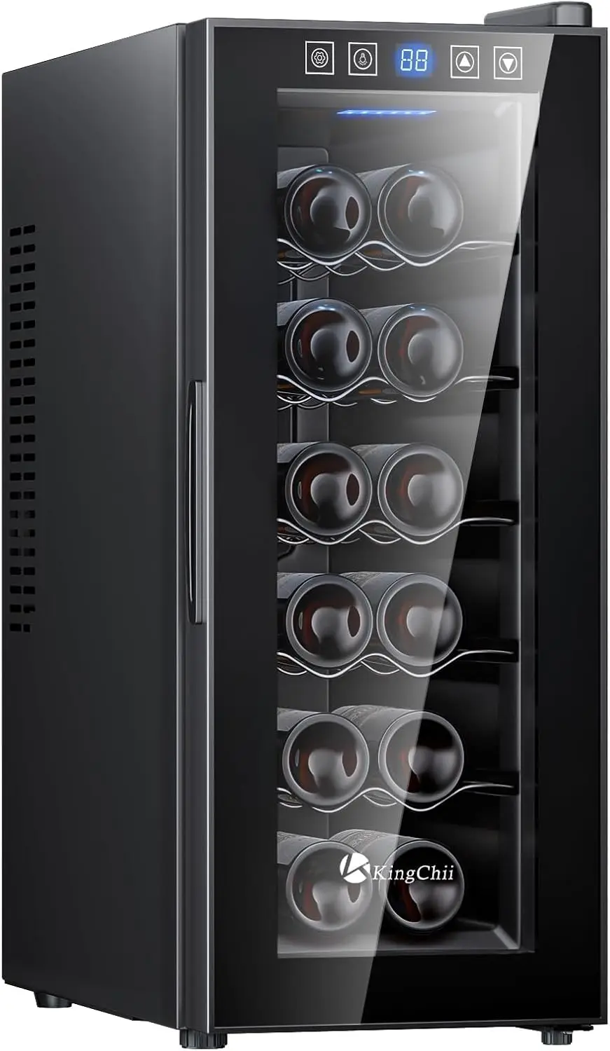 12 Bottle Thermoelectric Wine Cooler Refrigerator Advanced Cooling Technology, Stainless Steel & Tempered Glass For Red Wine