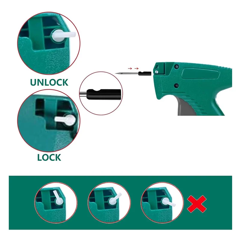 ABZW タグガン 衣類用 ハードケース付き、500 ブラック & 500 ホワイト 2 インチバーブファスナー、6 針、標準小売用タグガン