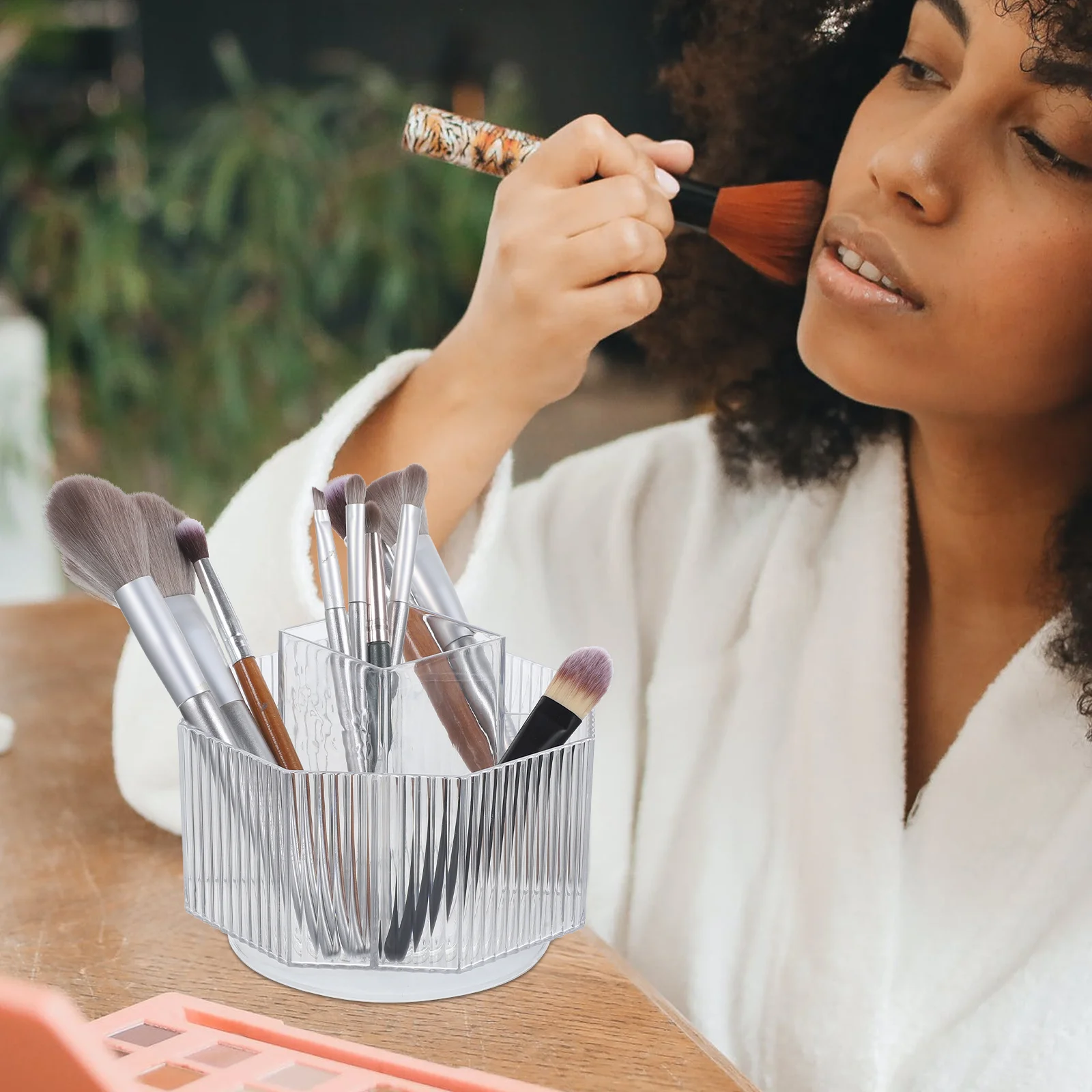 

Rotating Makeup Brush Holder Desktop Organizer Box Storage Simple Design Practical Vanity Organizer Makeup Brush Holder