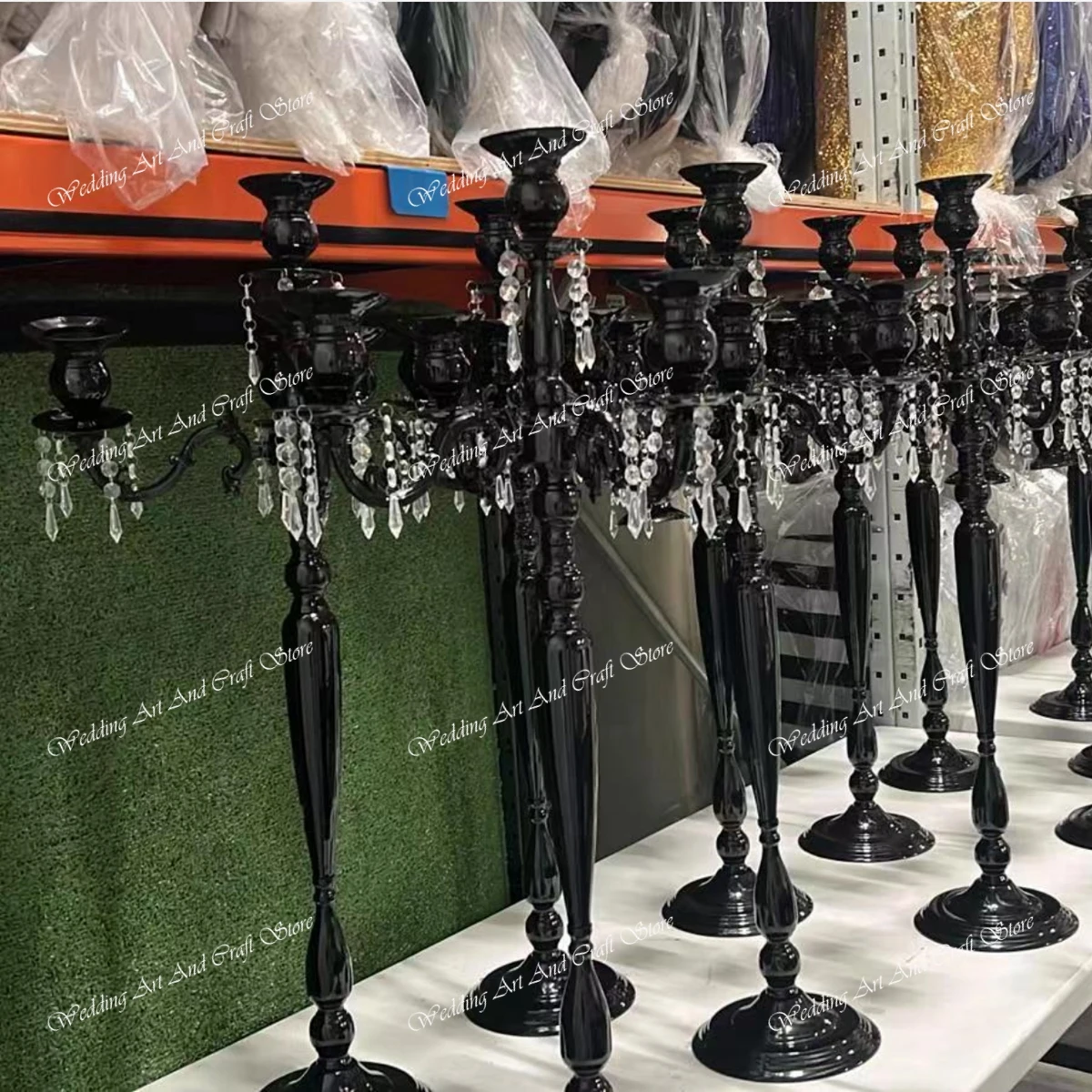 10pcs)No top cup)Black Candle Holder Candelabra 5 Arms Metal Candle Candlestick decorative Candelabra Table Centerpieces Wedding