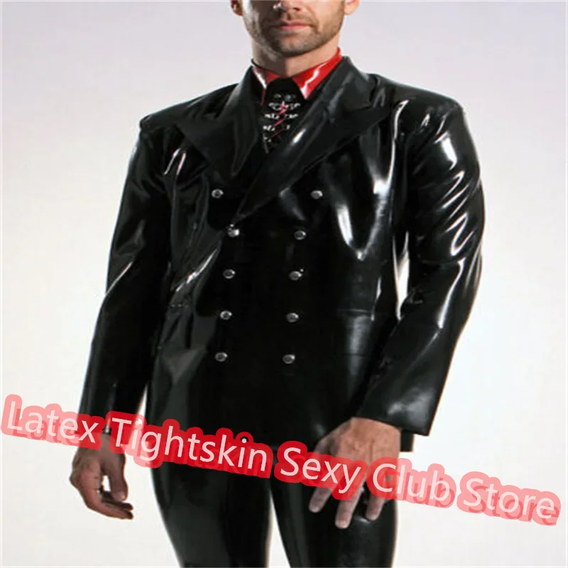 

Handmade Latex Men Long Sleeve Top Latex T-shirt Rubber Jacket Suit Cosplay Costume