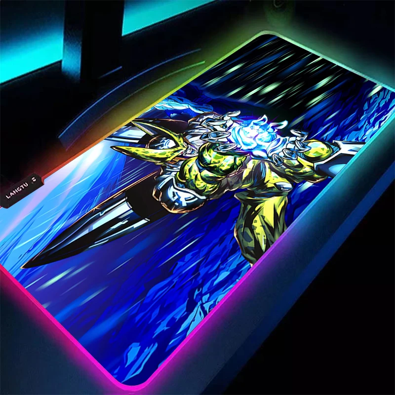 LED Mouse Pad DBZ Dragon Ball Cell Professional Game Players Speed Lock Edge Rubber Extended Desk Mat RGB Mousepad Keyboard Mat