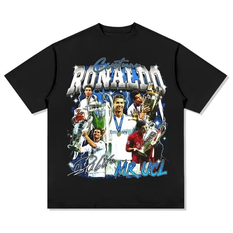 2025 خمر البرتغال C رونالدو مطبوعة القطن تيز الصيف كرة قدم رياضية مروحة تي شيرت الاطفال والرجل طاقم الرقبة قصيرة الأكمام #2