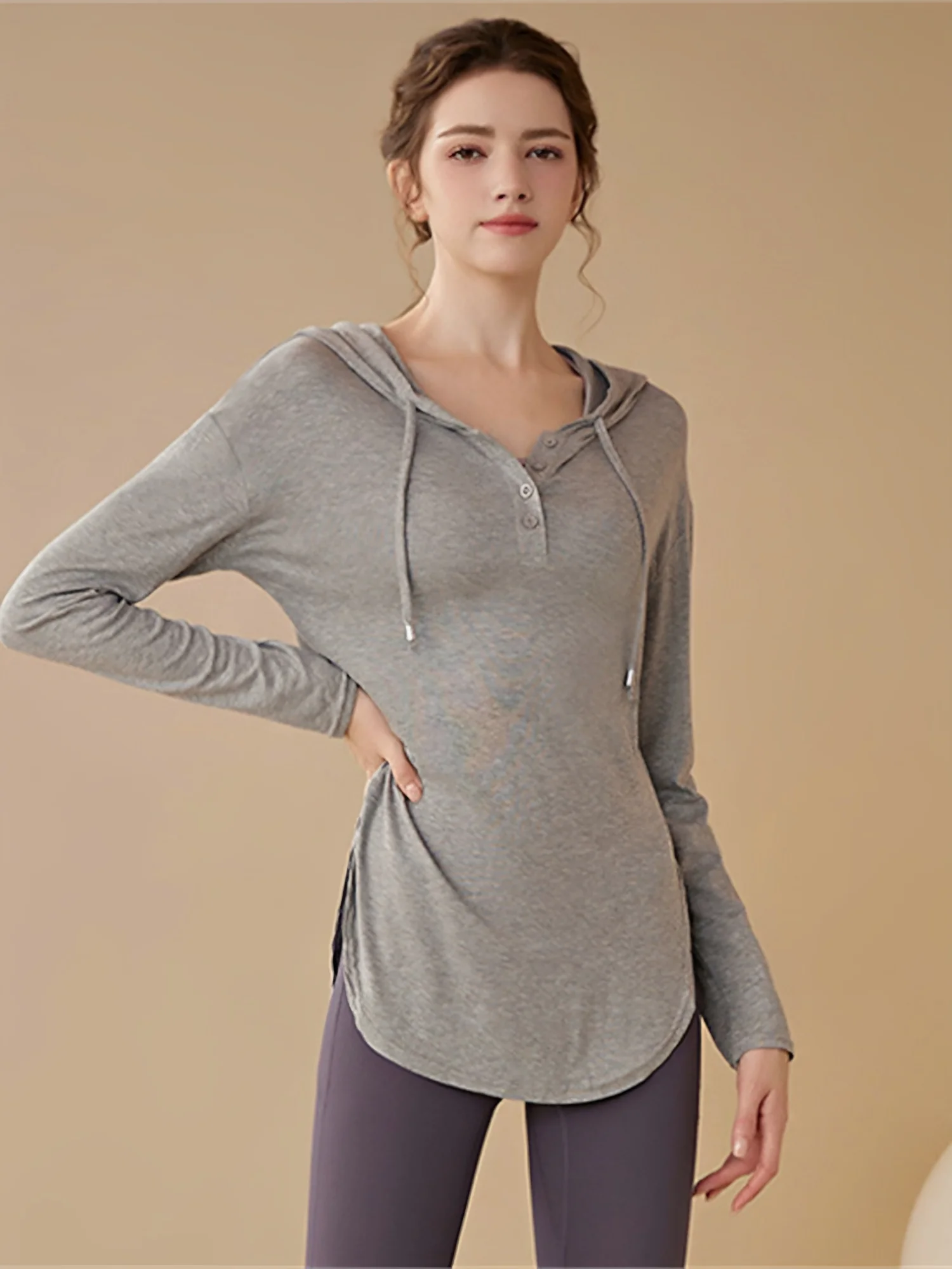 

Women's Yoga Clothes Loose Long Sve Running Tops Hooded Fitn Sportswear Qui Dry Autumn Winter New Arrival Ocnltiy Sil...