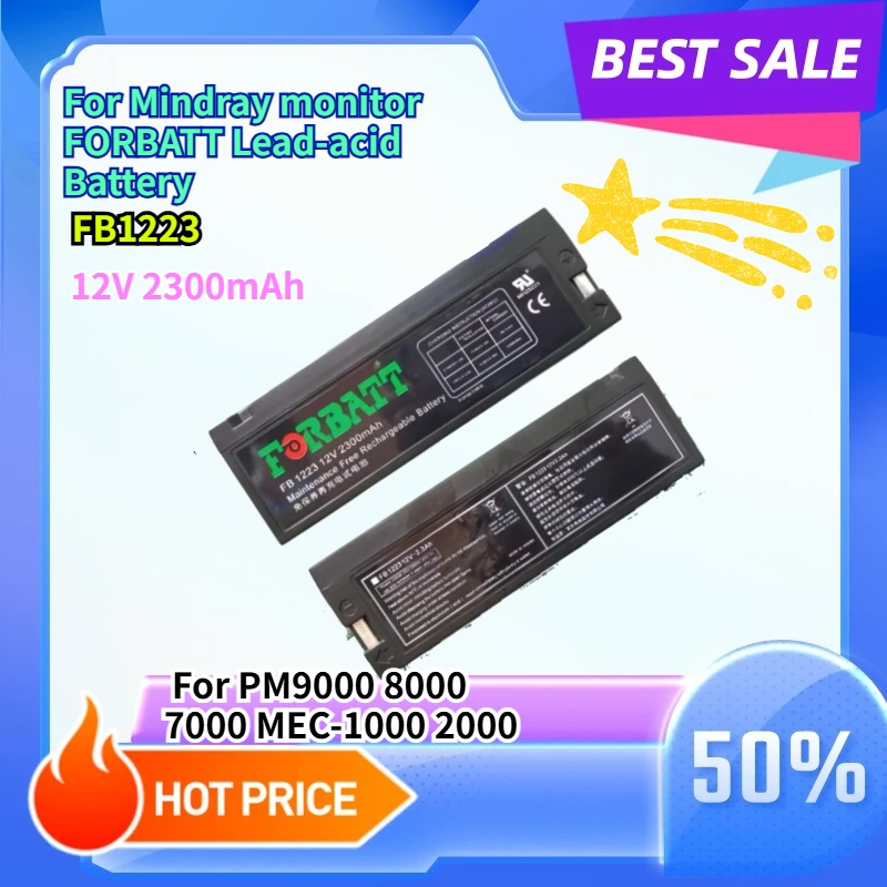 

High Quality FB1223 FORBATT Lead-acid Battery for PM9000 8000 7000 MEC-1000 200012V 2300mAh Mindray Monitor FB 1223