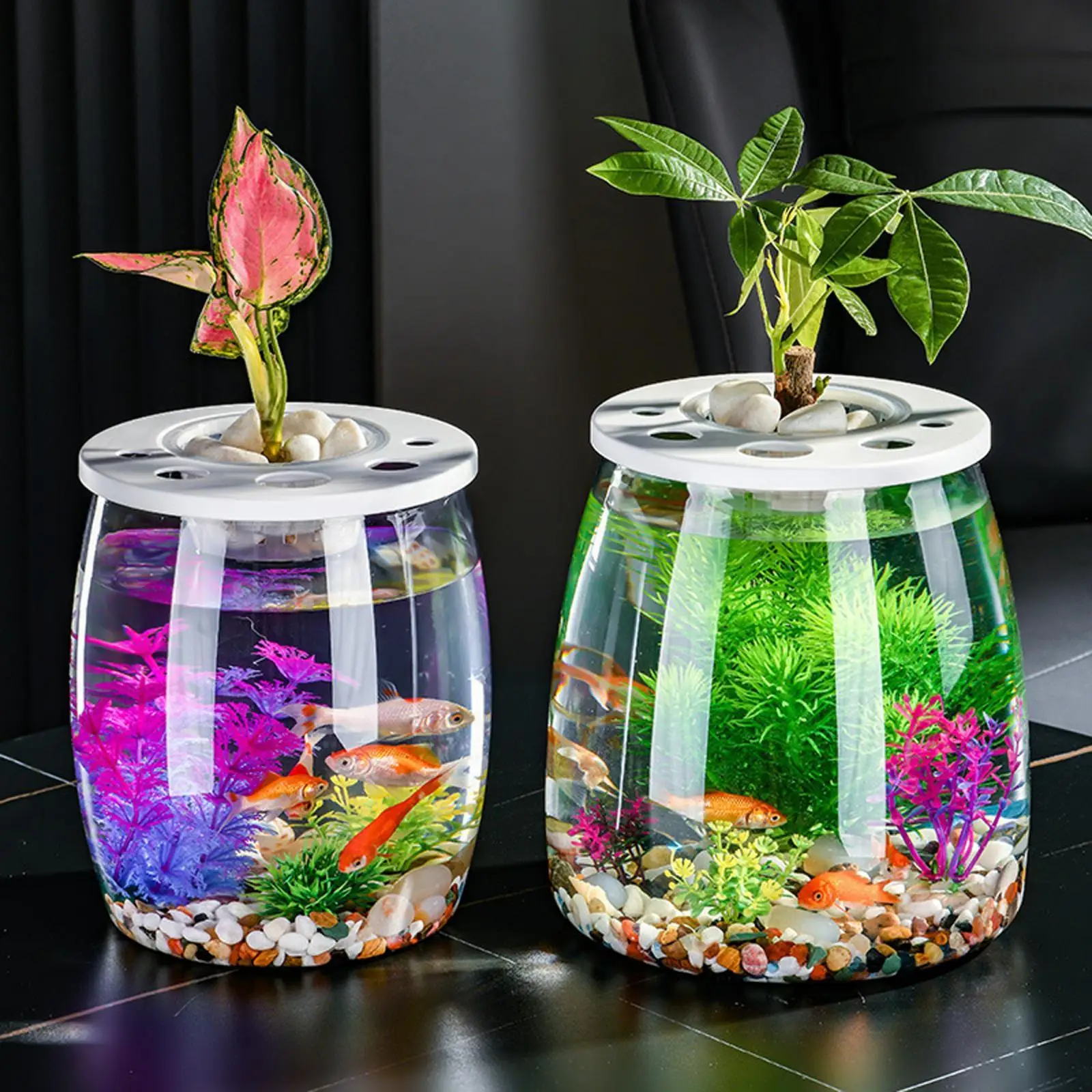 Fish Tank Fish Bowl Hollow Table Aquatic Aquarium DIY Micro Landscape for Restaurant Dorm Bedroom Cafe Drawing