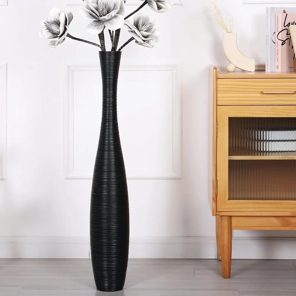 

Elegant Tall Black Resin Floor Vase, 34 inches, for Living Room Accents