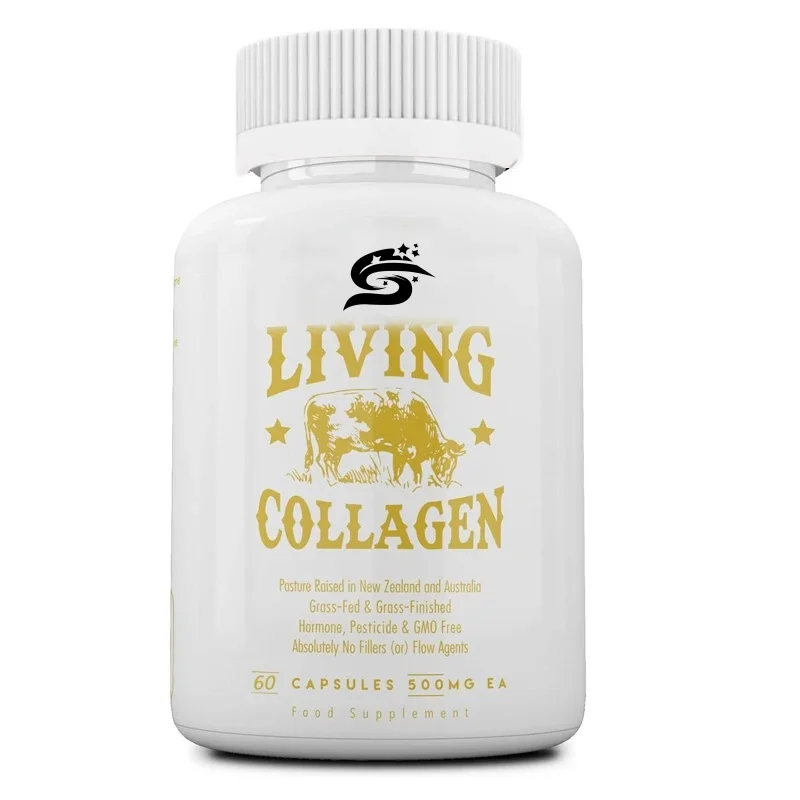 Grass Fed Beef Live Collagen Protein, Making Skin Healthier,younger, Hair, Nails,and Joints. Typei, Ii,iii,v,and X,60 Capsules