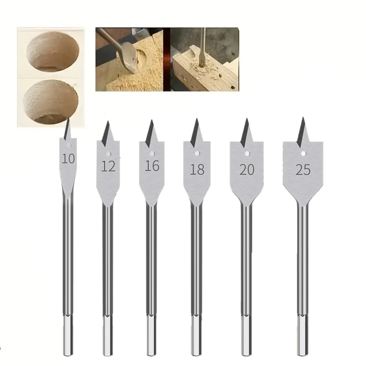 Woodworking Flat Drill Bits Three-point Bit Set Drawer Door Lock Boring Tool Wood Board Hole Enlarger Flat Drill Combination