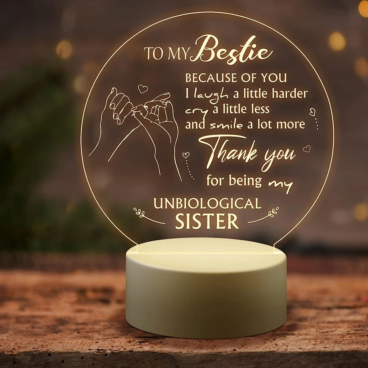 1pc Friendship Gifts For Women Friends Engraved Night Light Bestie Friends Female, Friendship Lamp Present For Birthday Chrismas