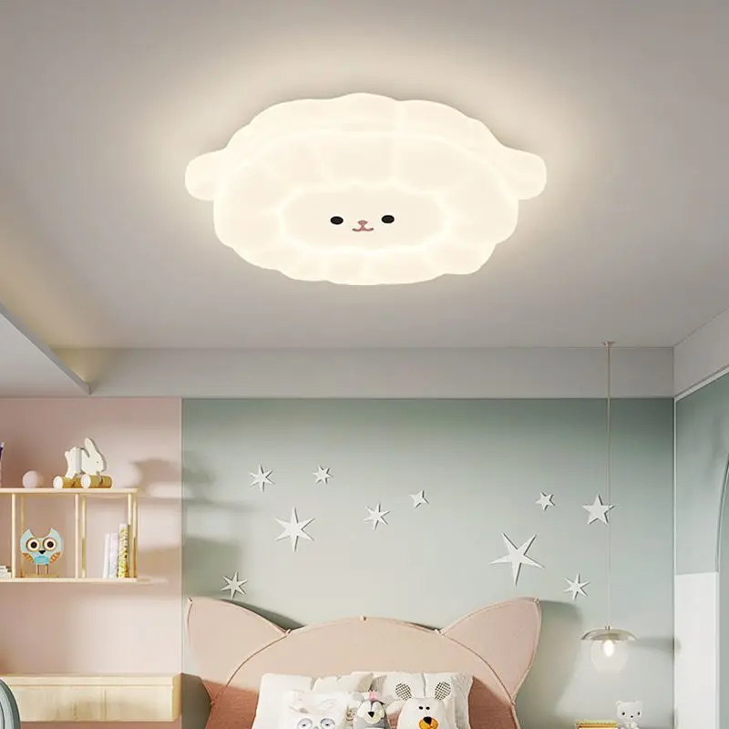 

White Little Sheep Lamp Cute Children's Room Ceiling Lamps Simple Modern Warm Nursery Little Boy Girl Room Decor Ceiling Lights