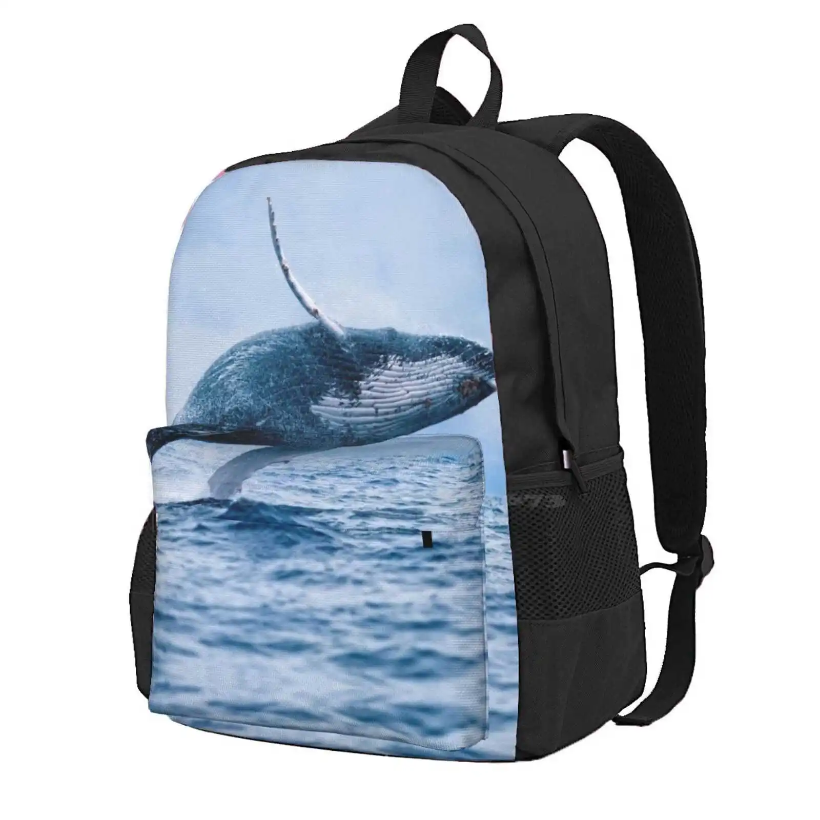 Breaching Humpback Whale Hot Sale Schoolbag Backpack Fashion Bags Humpback Whale Megaptera Novaeangliae Baleen Whale Mammal