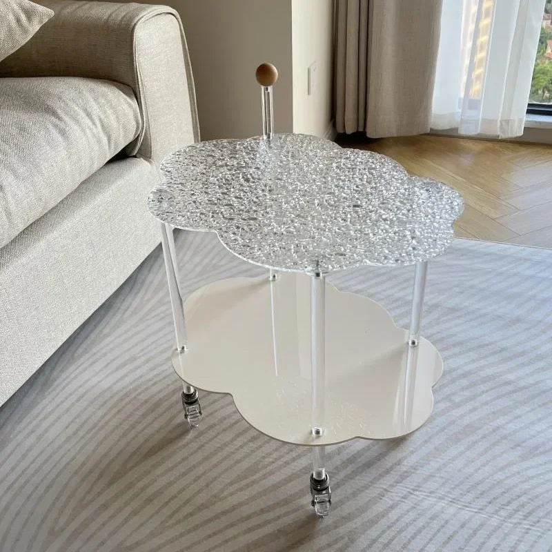 Living room sofa small side double-layer storage simple movable trolley storage