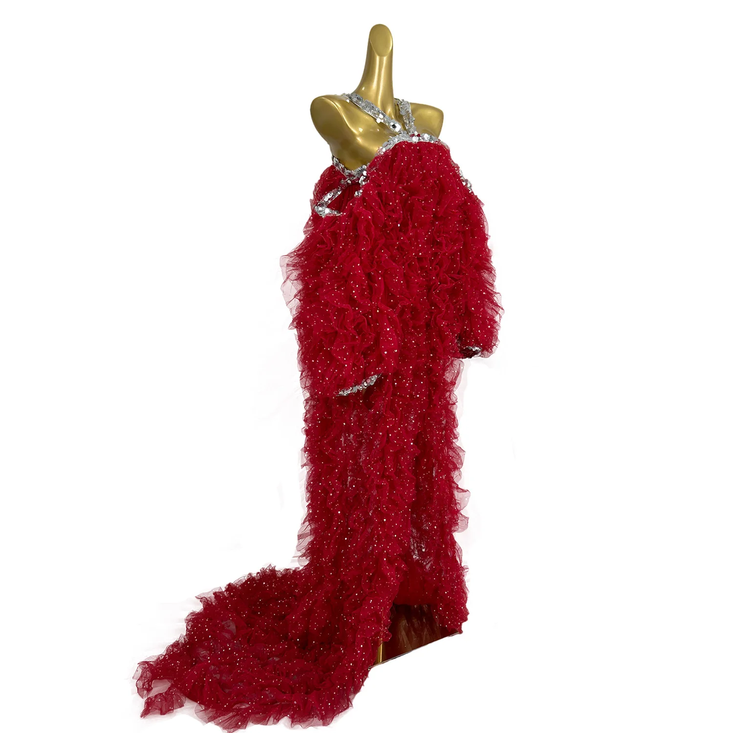 Amazing Tulle Coat Women Dress with Jacket Sheer Mesh Fluffy Cape Ruffles Coat Long Sleeve Tulle Cloak Women Long jacket pifeng