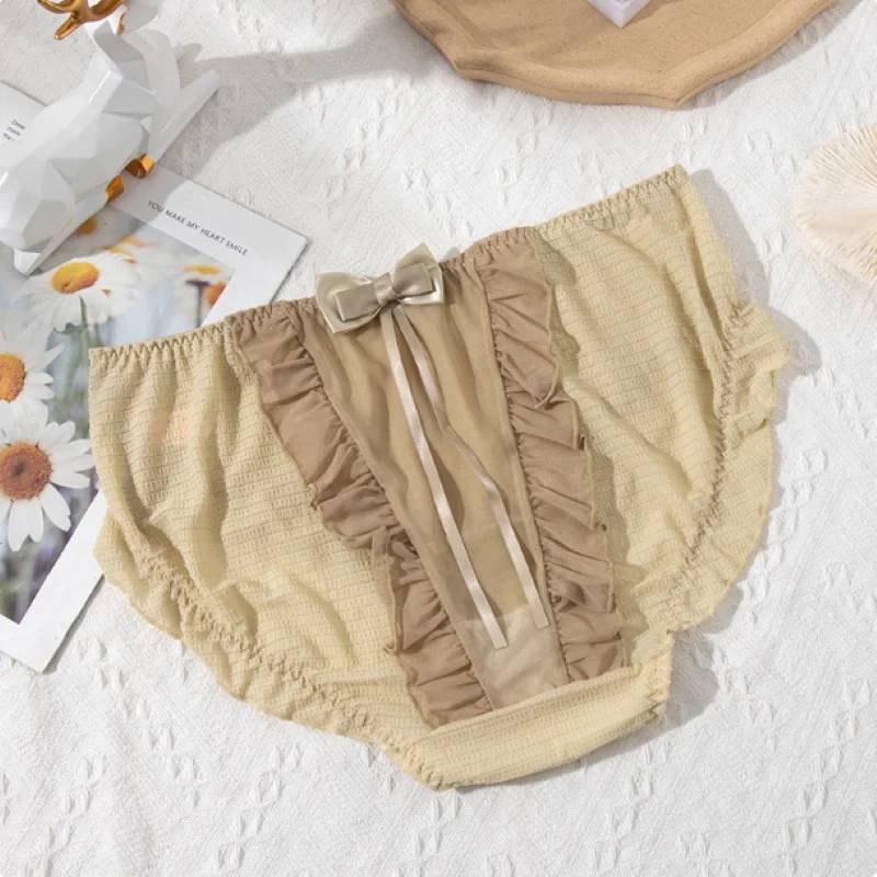 حجم كبير الملابس الداخلية لوليتا الدانتيل كشكش سراويل زوجين مثير متوسطة الخصر المثيرة الملابس الداخلية سيسي القوس شبكة تنفس شير ملخصات