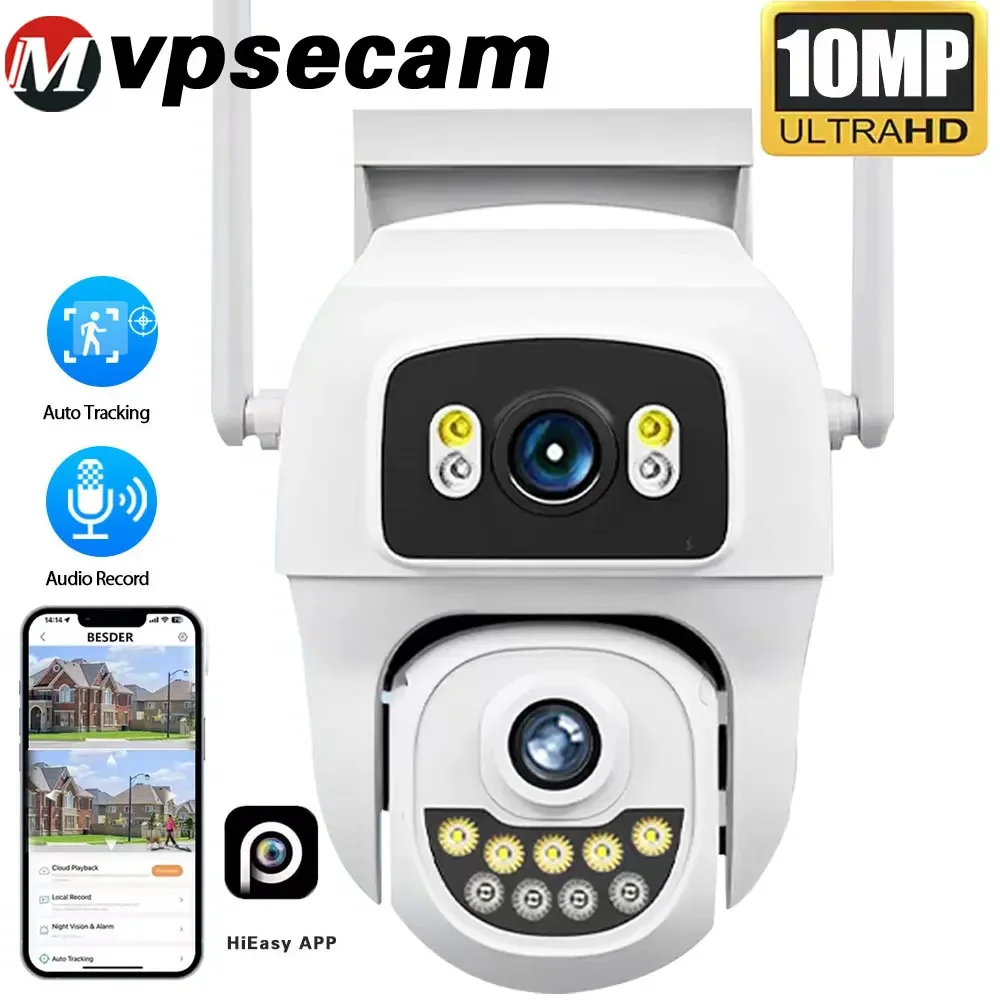 

4K 10MP WIFI PTZ IP Camera Outdoor Dual Lens Security Camera AI Human Auto Tracking Mini CCTV Security Camera Waterproof