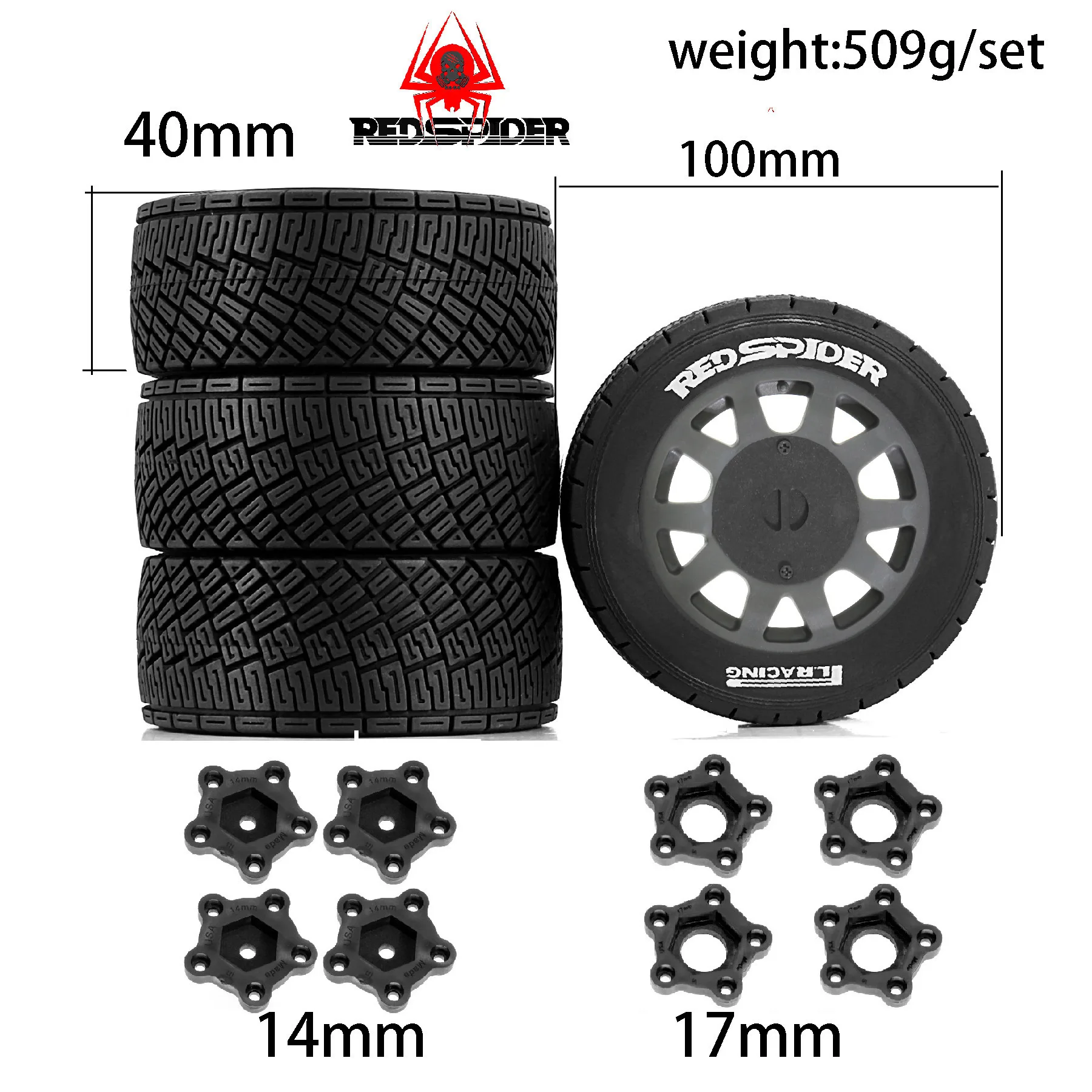 4 قطعة/المجموعة 100 مللي متر الإطارات 14/17 مللي متر الإطارات محور عجلات ل TRAXXAS KM FS KKPIT ARRMA كيوشو ZD 1/7 1/8 1/10 RC رالي سيارة #5