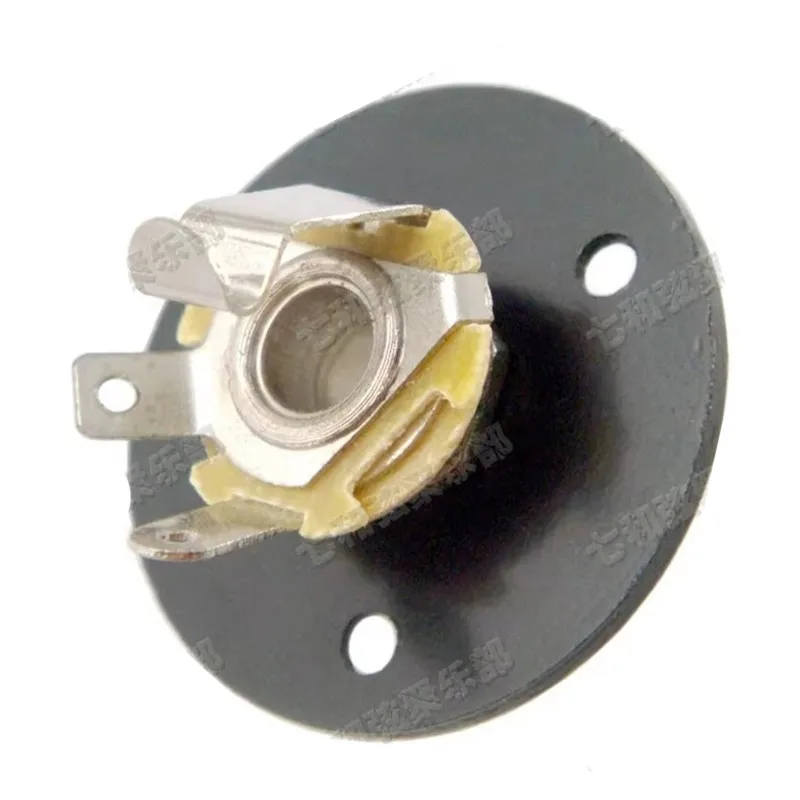 2 Pcs Black Round Jack Plate Guitar Jack 1/4" Guitar Pickup Output Input Jack Plug Socket 6.35 Electric Bass Guitar Accessories