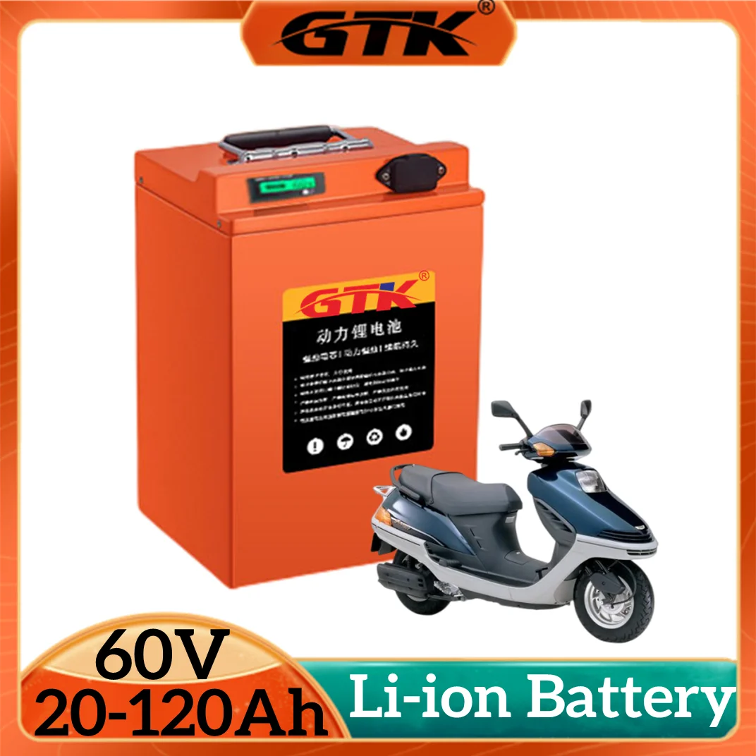 GTK Battery 60V 20Ah 30Ah 40Ah 50Ah 60Ah 75Ah 100Ah 120Ah Lithium for Two-Wheeler Rickshaw AGV Demo Go Cart Skateboard Motocycle