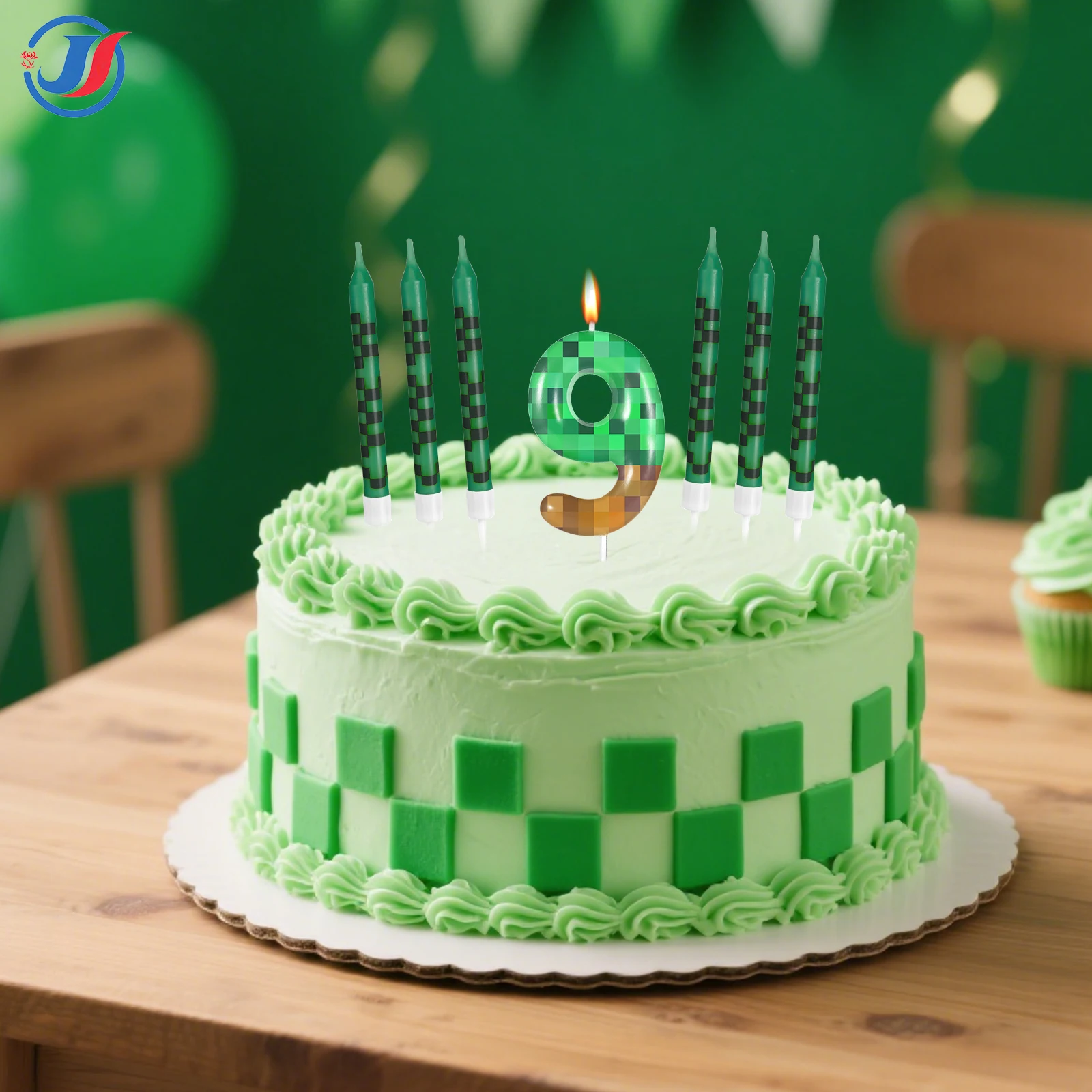 7Pcs Retro Pixel Birthday Cake Candles Topper for Pixel Theme Party Anniversary Party Video Game Party Supplies for Boys Girls