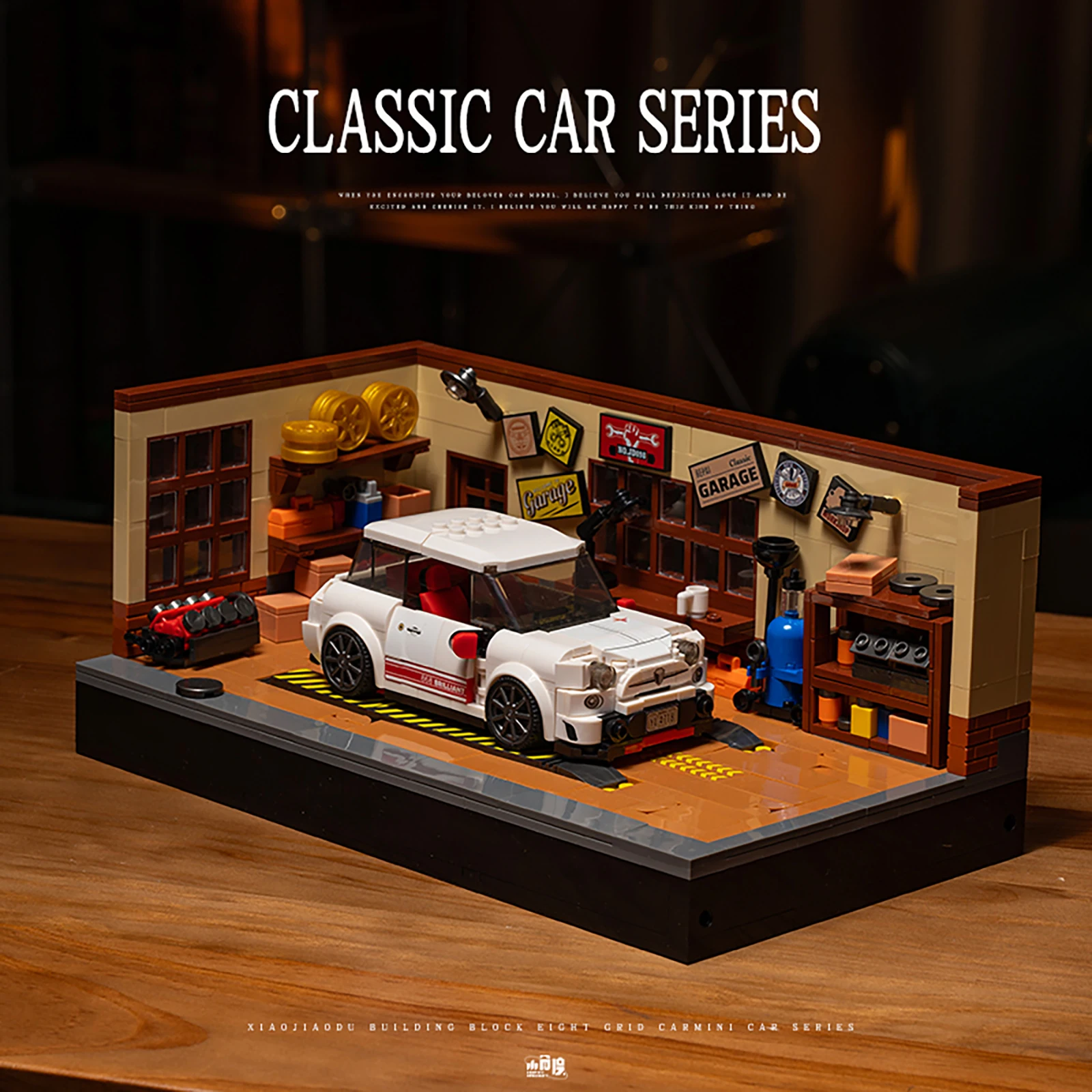 MOC Champion Racing Supercar – Kit de construction de maquettes, bricolage avec scène de garage pour les amateurs de voitures de vitesse, véhicule créatif, jouet pour enfants et adultes