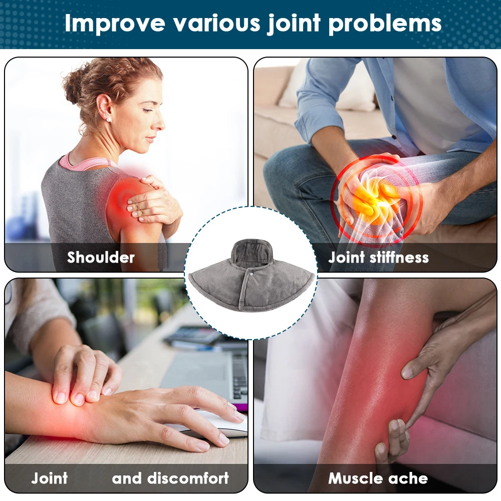 난방 어깨 목 패드 전기 가열 목도리 랩 목 마사지 기계 뜨거운 압축 자궁 경부 따뜻하게 피로 완화 등 받침대 도구