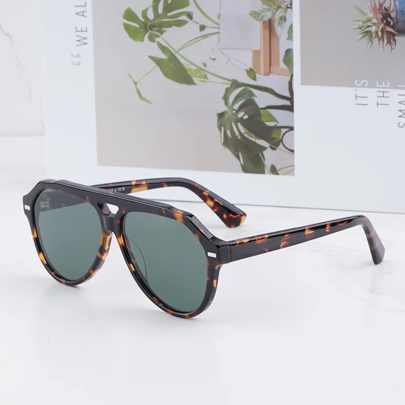 

Солнцезащитные очки-авиаторы Light Luxury Double Bridge Tortoise для женщин, оригинальные, высококачественные, из ацетата, для уличной моды