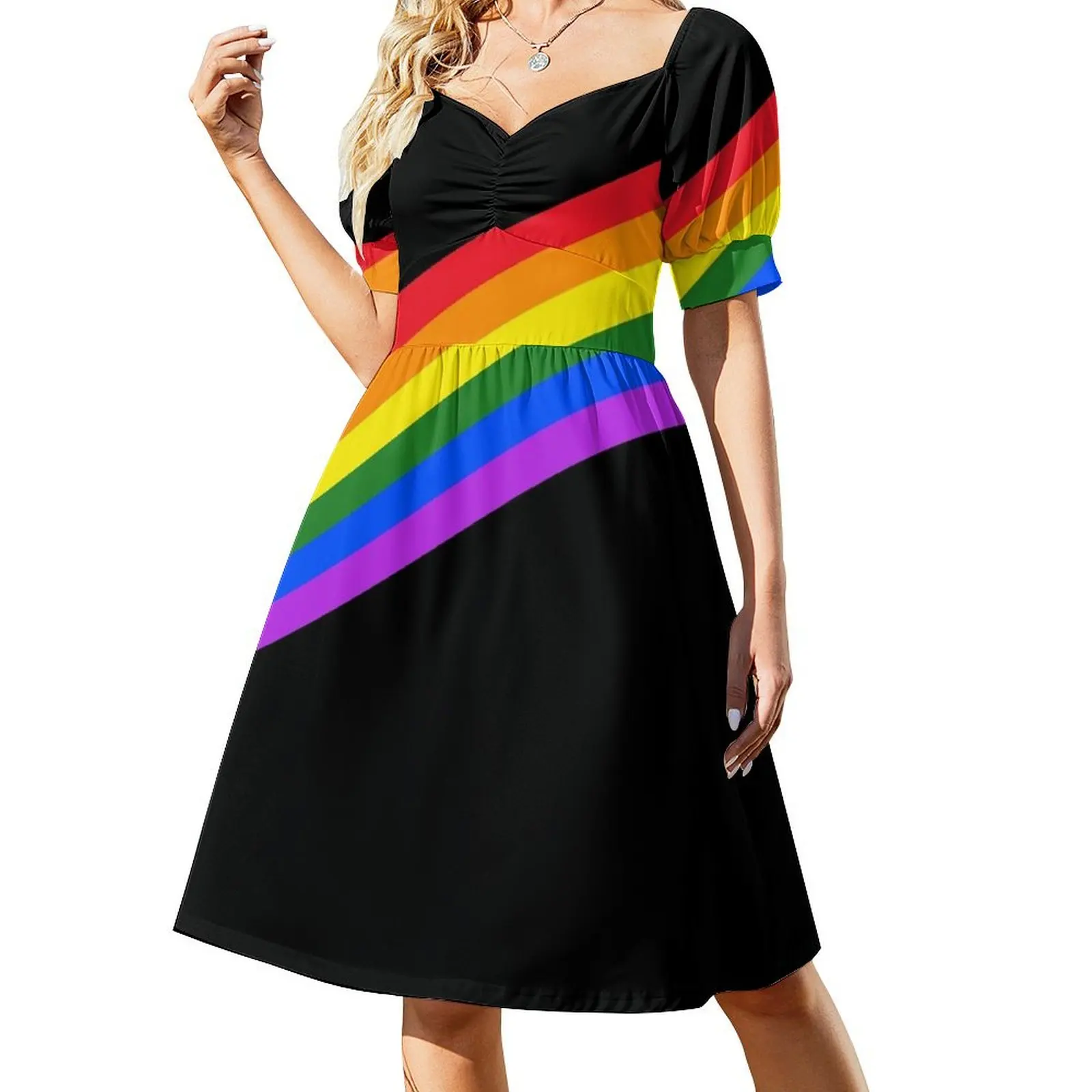 

Rainbow Stripes Short Sleeved Dress dresses for woman elegant dresses plus sizes dress summer 2025 women Prom gown Dress