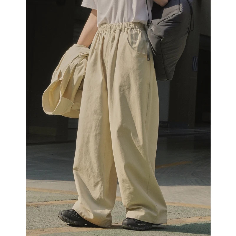 Women Wide Leg Cotton Pants Stretch Waist Loose Long Pants Fashion Women Cardo Pants Female Long Trousers