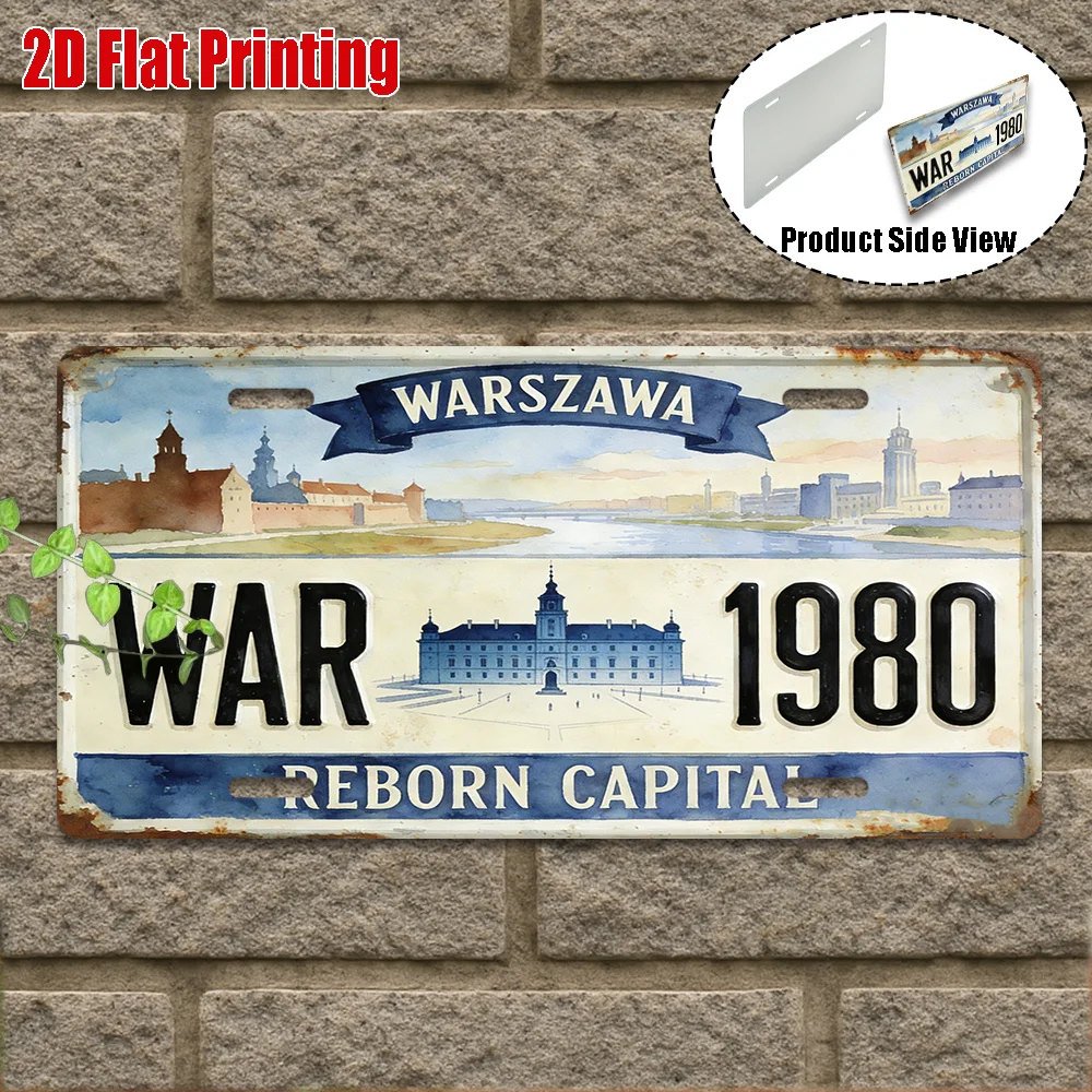 2D Flat,1pc, Vintage Aluminum Sign, Only for Decoration, Outdoor Wall Art , Welcome to Warsaw Sign, Reborn Capital Decor