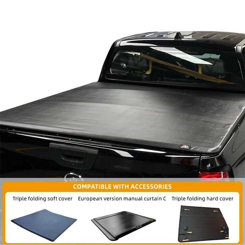 Customize Tonneau Cover for Dodge Ram 1500 Aluminium and Leather Soft Roll Up Truck Bed Tonneau Cover with Screw Mounting