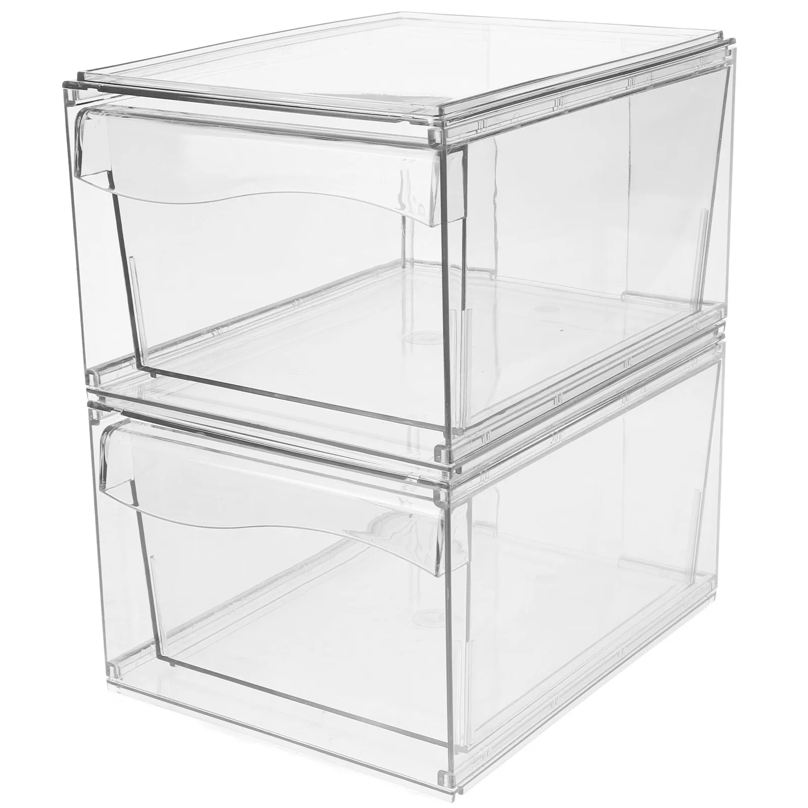 

2Pcs Acrylic Storage Box Drawer Style Desktop Organizer Elegant Space Saving Makeup Organizer for Desk Vanity Bathroom
