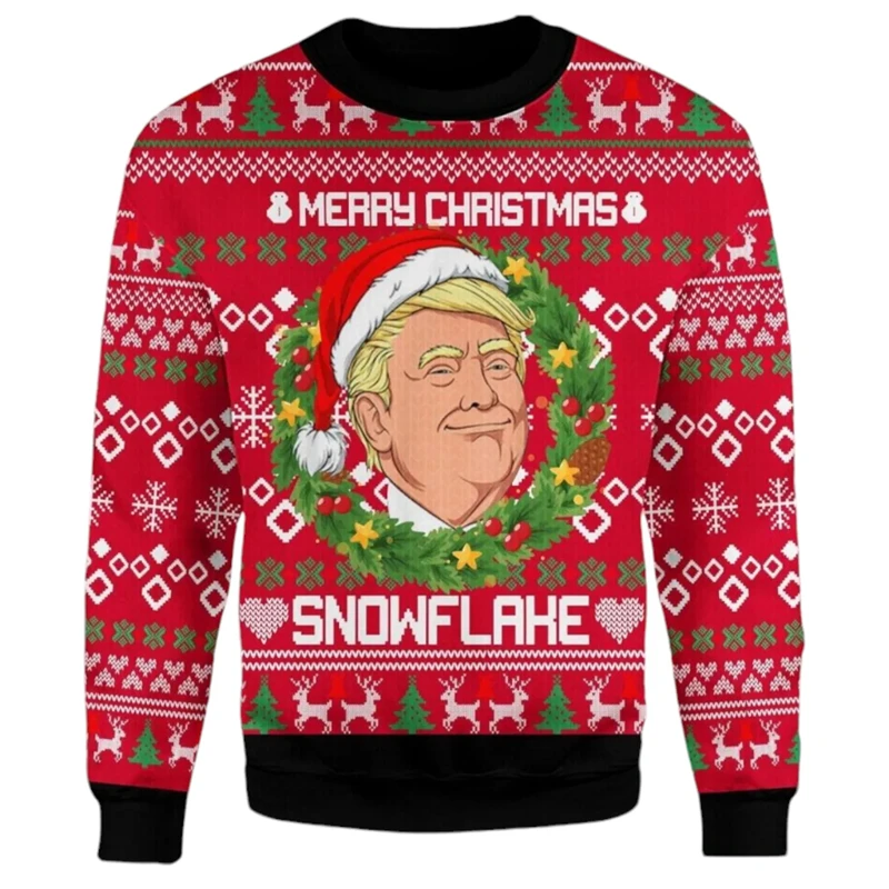 Donald trump gráfico feio camisola de natal masculino mais novo outono inverno pulôver impressão 3d crewneck moletom casual unisex roupas