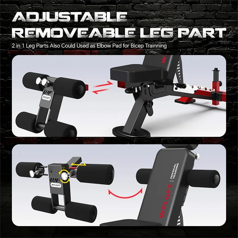 Pooboo Commercial Adjustable Weight Bench, Heavy Duty 1800LBS | Workout Bench for Home Gym, Flat, Decline, Incline Bench Press, Removable Leg & Elbow Support for Full Body Strength Training