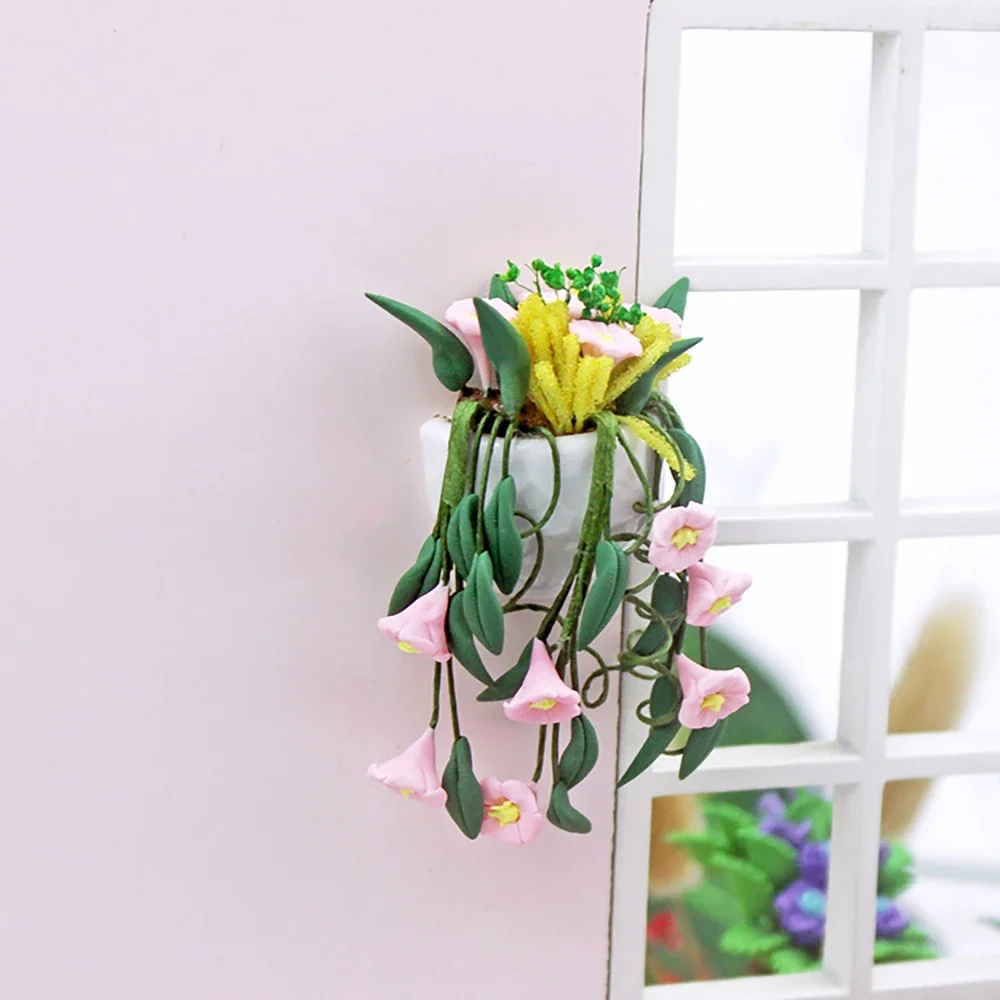 1/12 Poppenhuis Miniatuur Wandmontage Potplant Mini Bloem Model Speelgoed voor Poppenhuis Accessoires Decoratie ob11 bjd