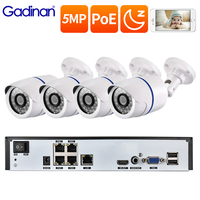 Gadinan Outdoor Night Vision HD 1080P 48V POE Camera 4CH NVR Kit H.265 Security Protection System CCTV Camera Video Surveillance