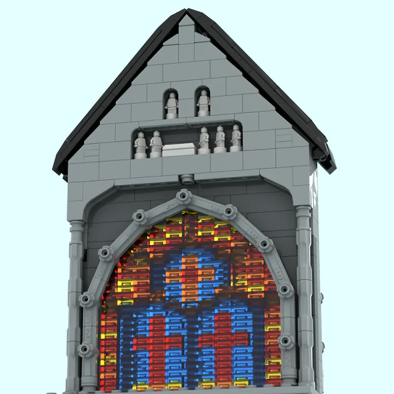 593pcs MOC Architecture Gothic Stone Window Model Building Blocks Assemble DIY Festival Gift Creative Idea Education Toys Brick