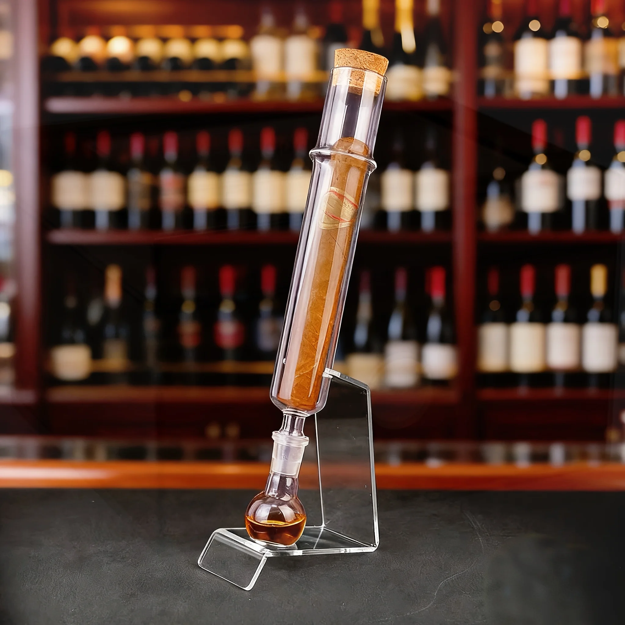 Cigar Tube Moisture Retention Box, Cigar Flavor Injector, Optional with Or Without Ball Base, with Wooden Stopper, Cigar Aroma