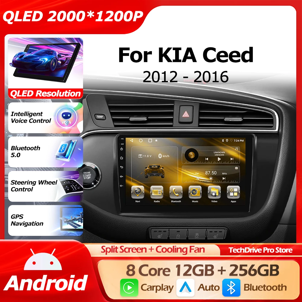 

Auto Bluetooth Android 16 For KIA Ceed CEED JD 2012-2016 WIFI GPS Navigation Wireless Carplay Lntelligent Multimedia Player 4G