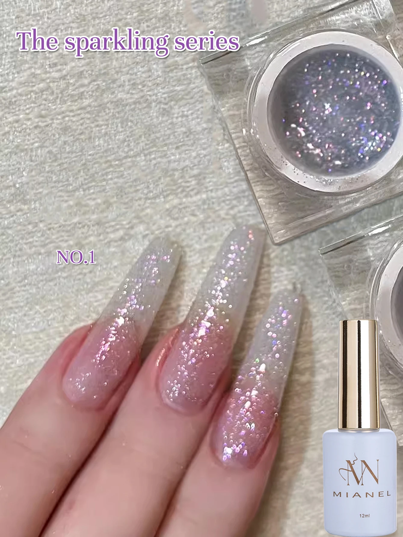 MIANEL 12ML 4 مجموعة ألوان مبيعا على الطراز الياباني طلاء أظافر جل مع بريق لامع، طلاء أظافر صيفي أظافر بيضاء #1