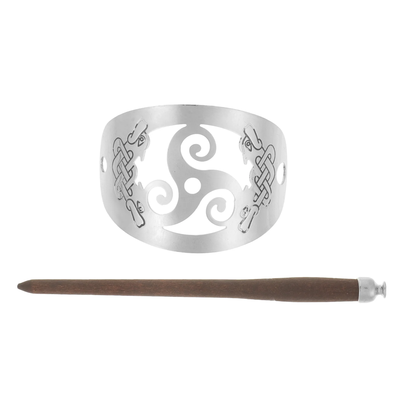 

Retro Geometric Hairpin Bun Cuff Metal Cage Vintage Clip Chinese Wooden Sticks Clips