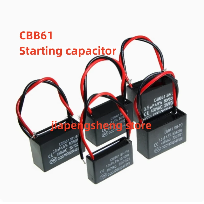 (5 uds) CBB61 condensador de arranque del motor del ventilador aire acondicionado 1/1, 2/1, 5/1,8/2/2,5/3/3,5/4 uf